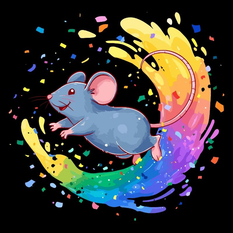 Souris colorée dans un tourbillon de couleurs