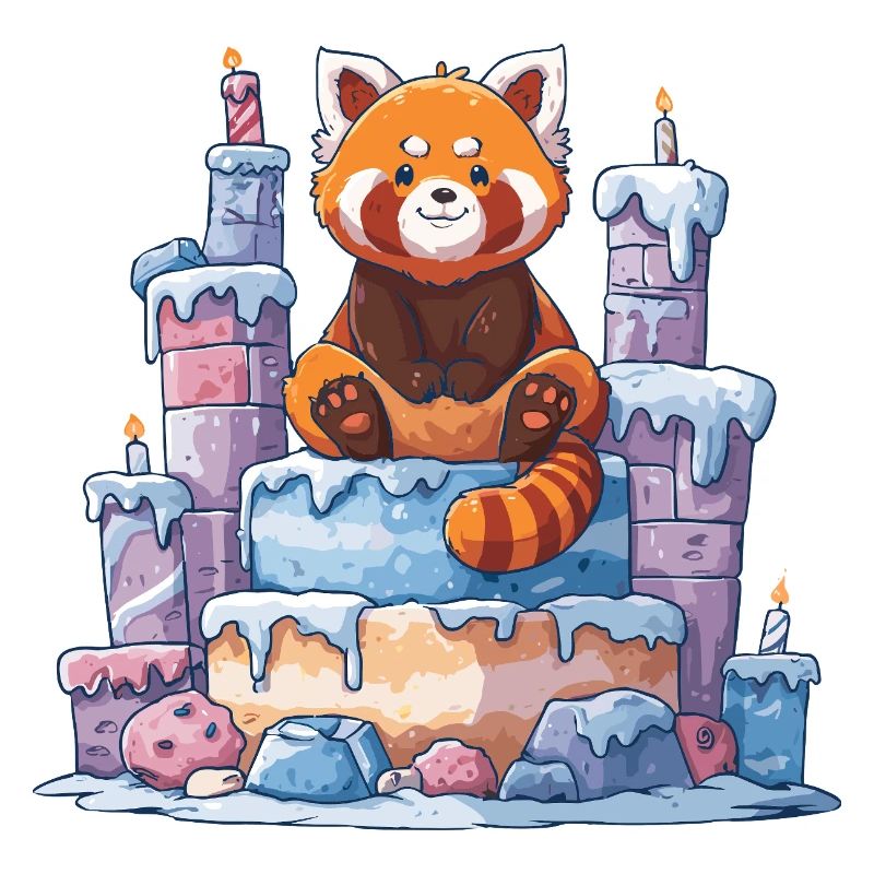 Roter Panda auf Eis-Torte