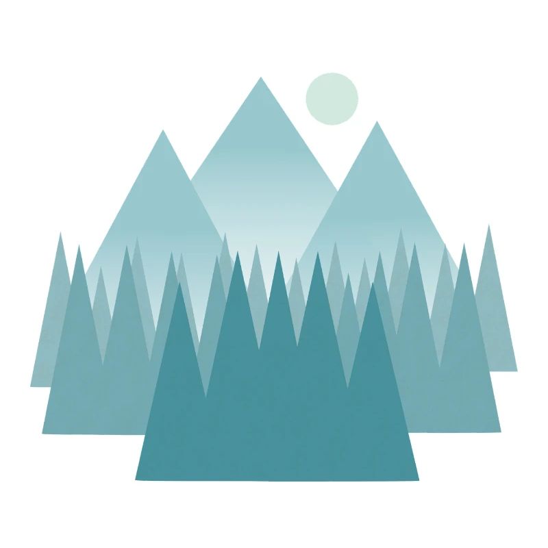 Astral mountain landscape in blue tones