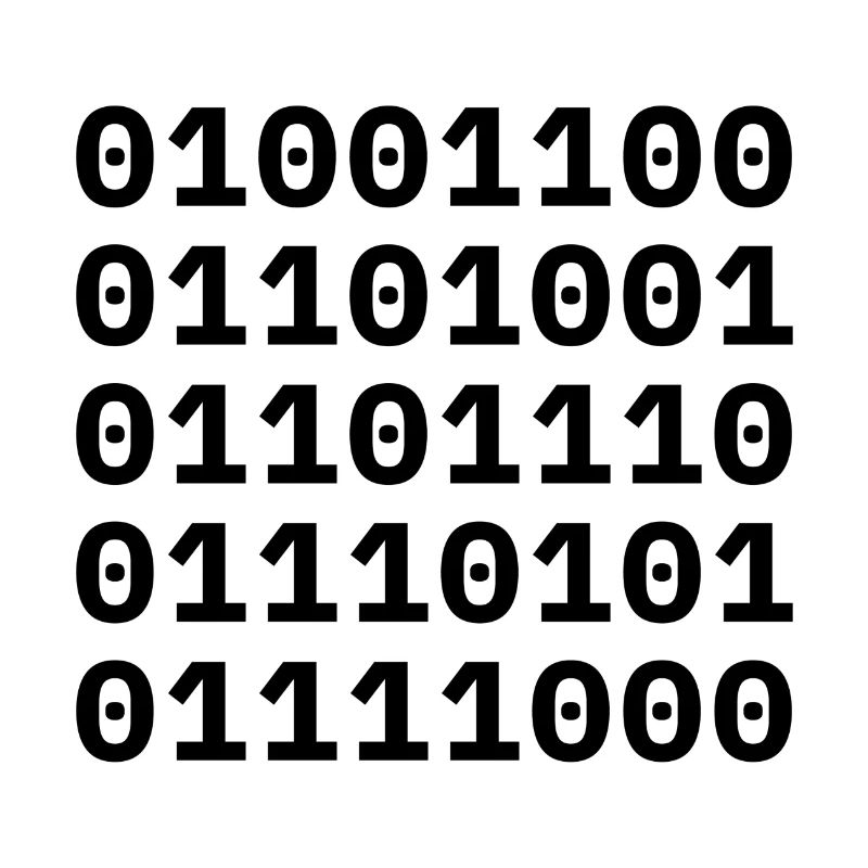 "LINUX" in binary code.