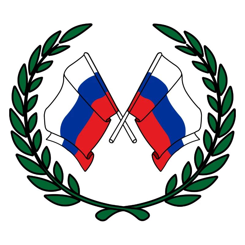 Drapeaux de la Russie en couronne de laurier