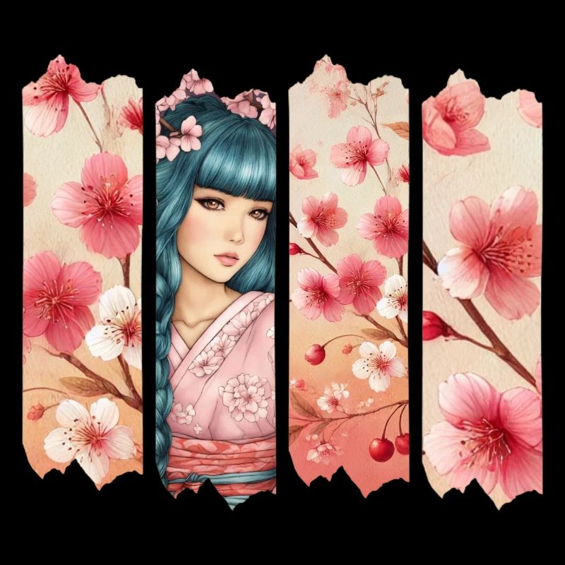 Kirschblüten Kimono Panel Portrait