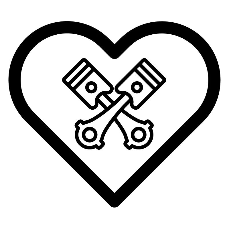 Heart symbol piston engine car fridays for cubic capacity
