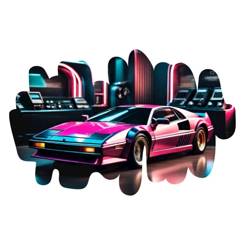 Voiture de sport rétro synthwave