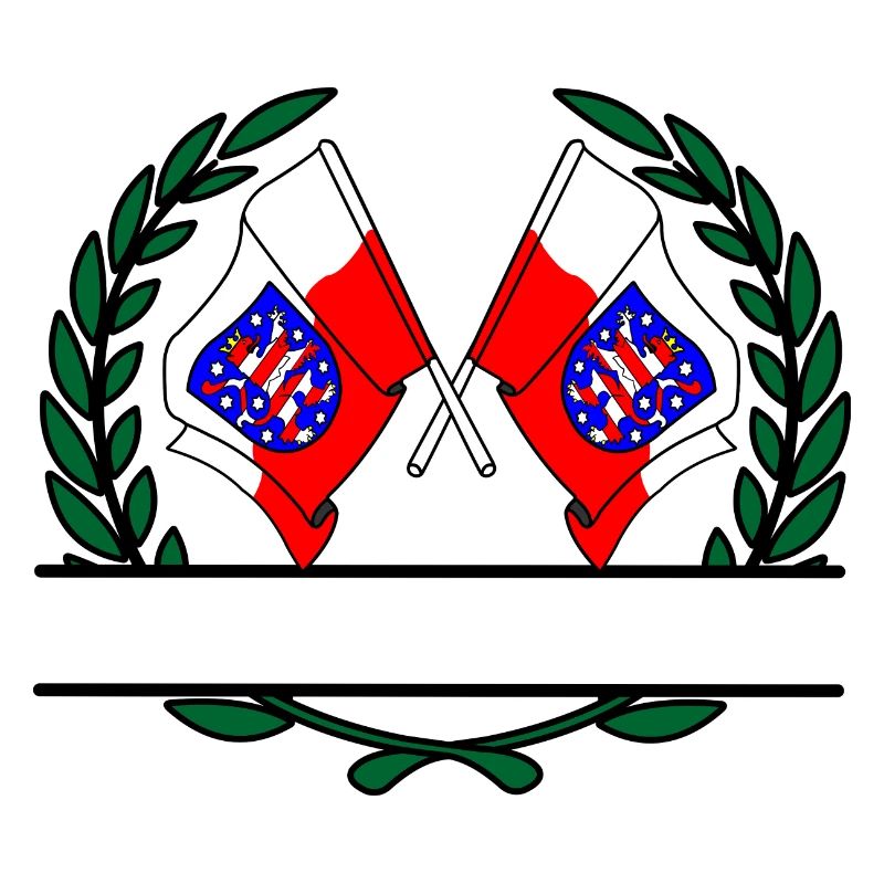 Drapeaux Thuringe couronne de laurier bannière