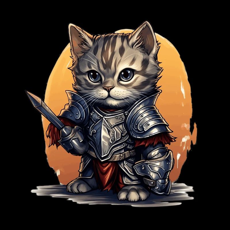 Chat en équipement de chevalier avec épée, AI Gene
