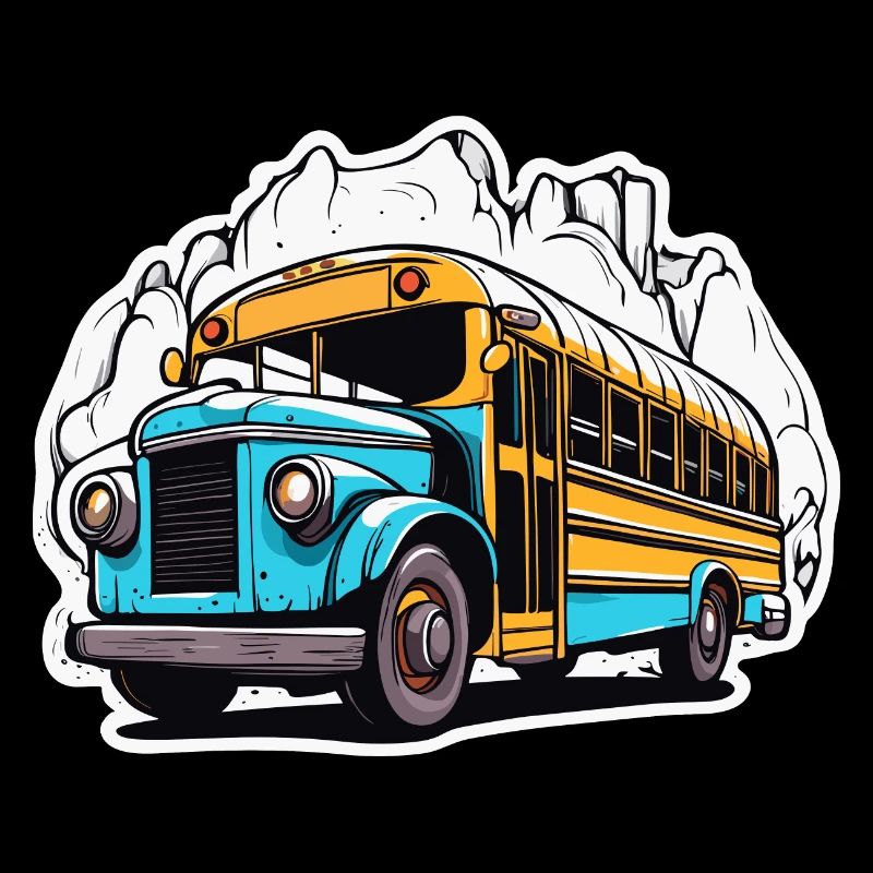 Bus / school bus / yellow / comic / old school