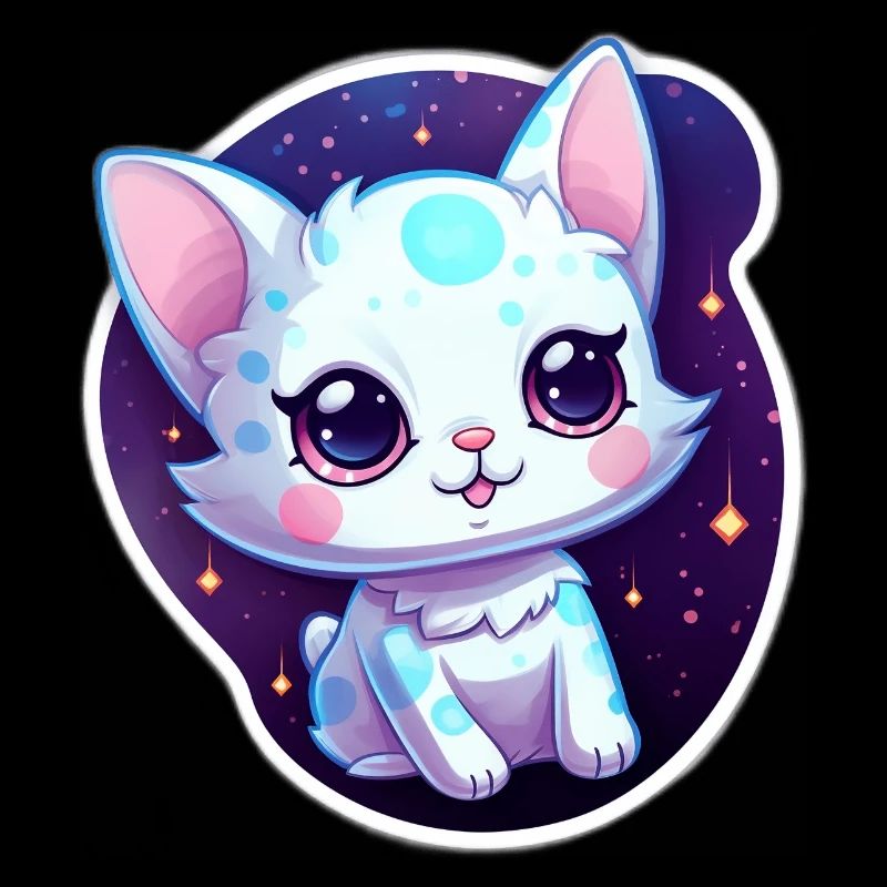 « Kitty Galaxy: Dessin animé mignon flottant dans l’espace »
