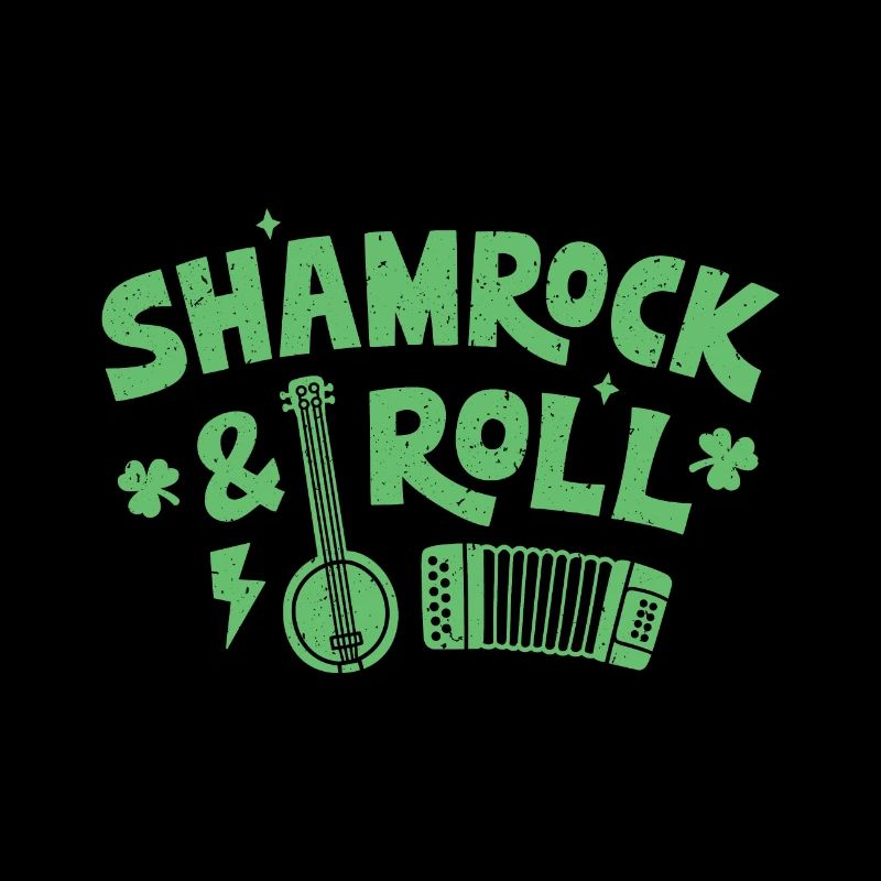 Shamrock and Roll Typography St Patricks Day Vert