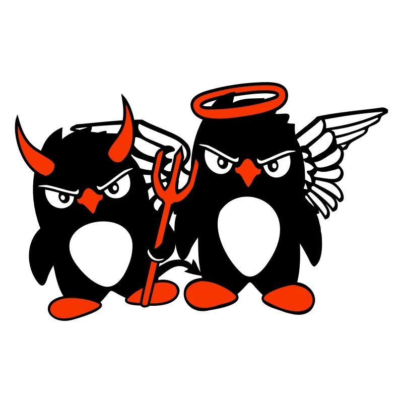 2 Penguins Angel Devil Evil Good Sky Hell Cool