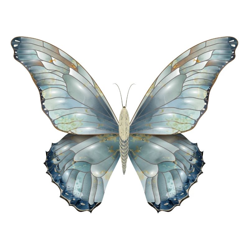 Papillon dans de délicates nuances de bleu peint à la main