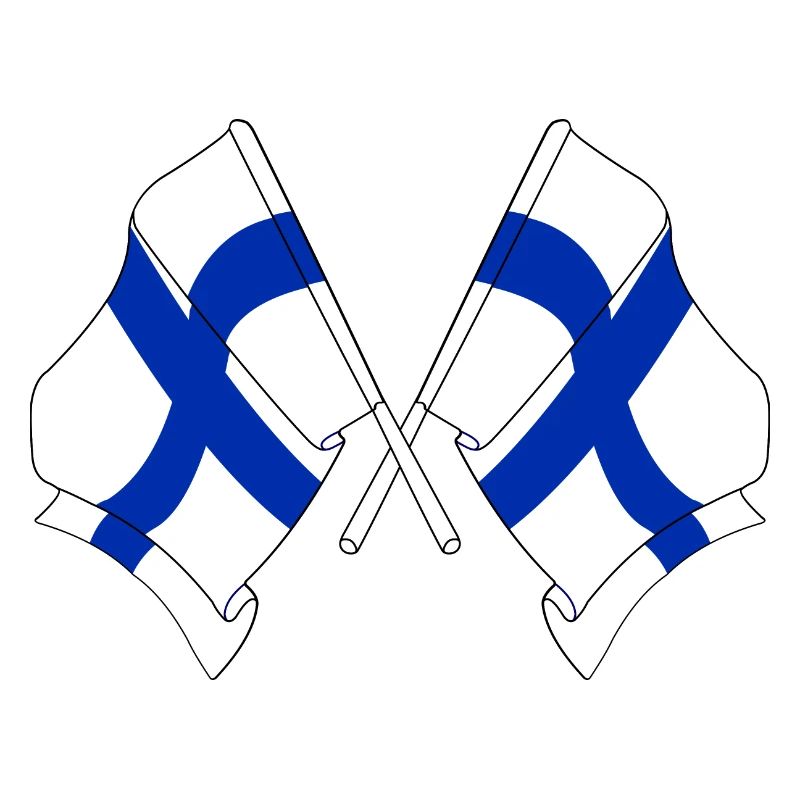 Deux drapeaux de la Finlande croisés