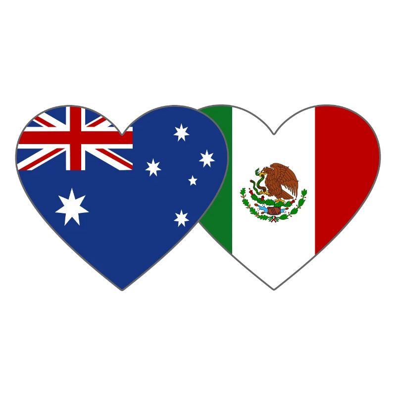 Australia Mexico Flag Heart