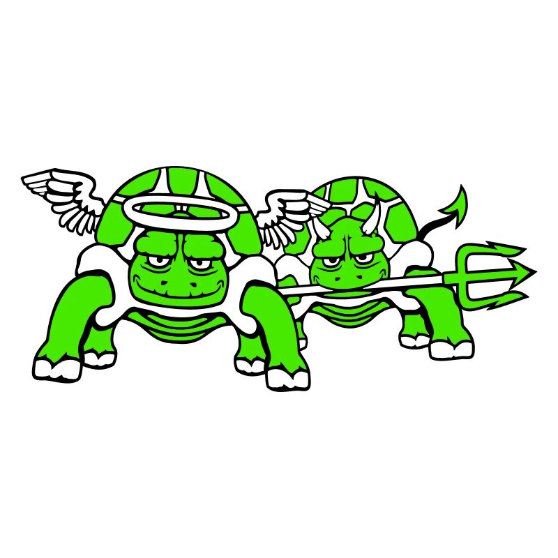 2 Tortues Conscience Équipe Devil Angel Mal Bien