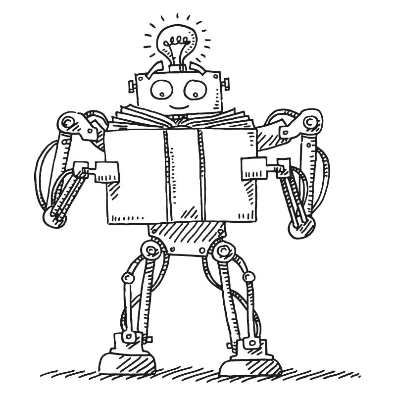 Robots Book Read Machine Learning AI Symbol