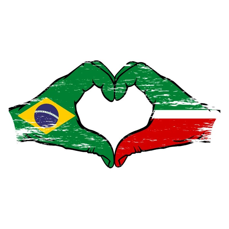 Brésil Tatarstan drapeau mains coeur utilisé