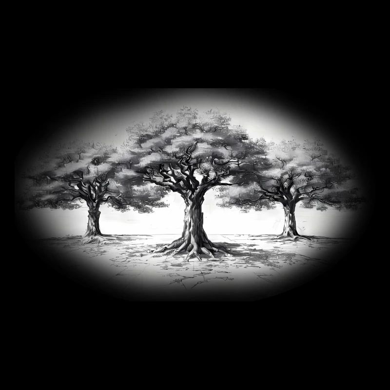 Forêt d’arbres Noir & Blanc Noir & Blanc