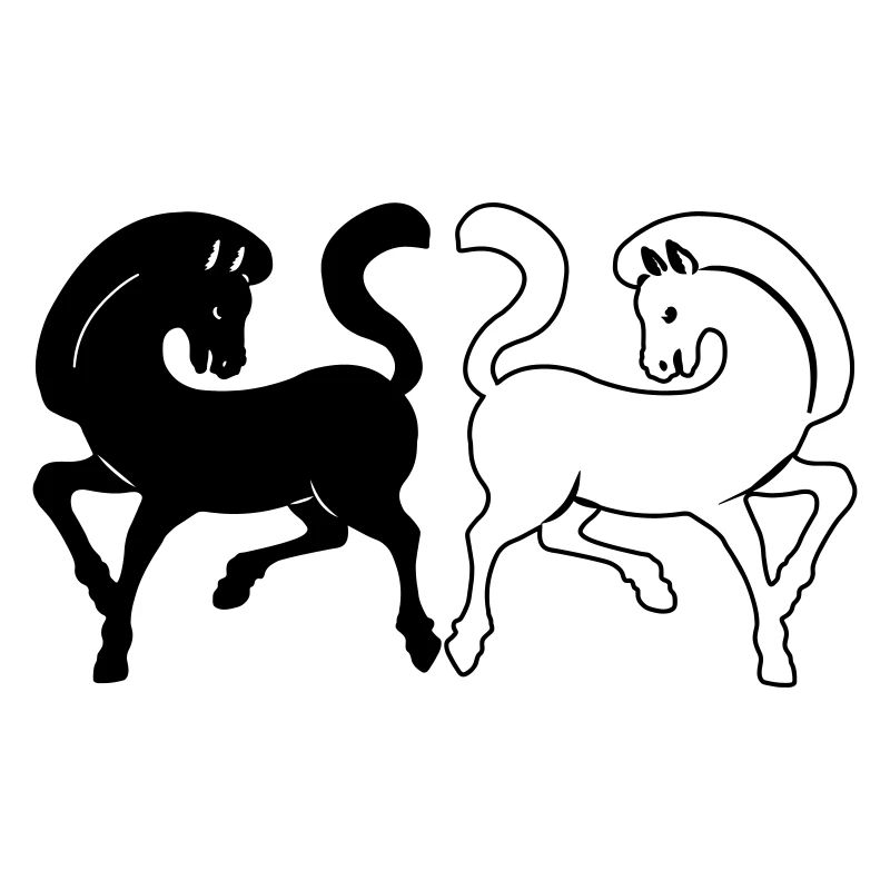 Zwei Pferde schwarz und weiß oder transparent