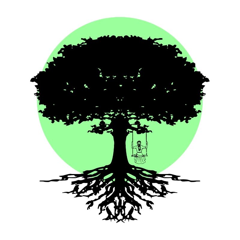 Mädchen schaukelt am Baum