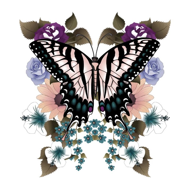 Queue d’aronde papillon avec des fleurs