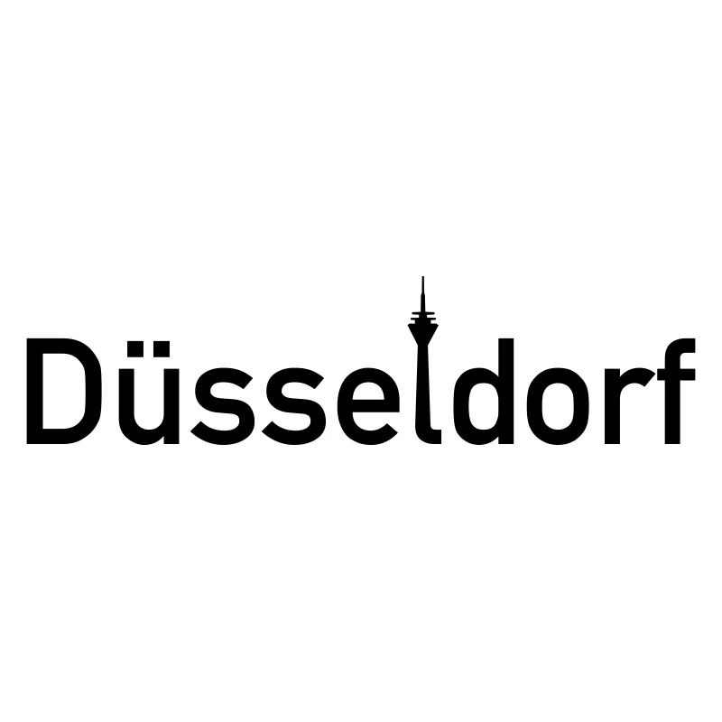 Düsseldorf Ortsschild Skyline mit Rheinturm