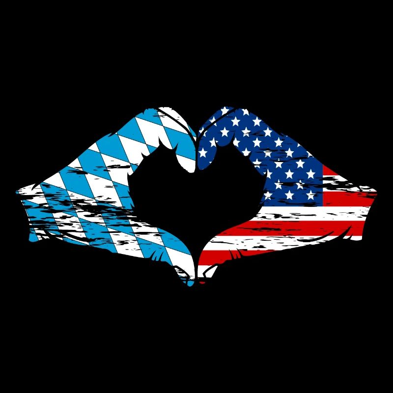 Bavière, USA, Drapeau, Mains, Forme de coeur Utilisé
