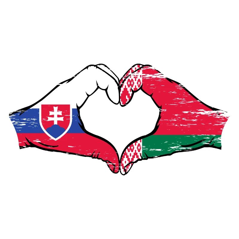 Slovaquie Biélorussie drapeau mains forme de coeur utilisé