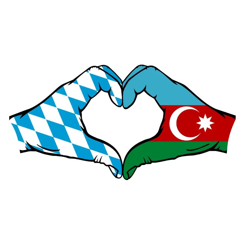 Bavière, Azerbaïdjan, Drapeau, Mains, Forme de coeur