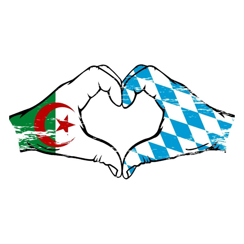 Algérie Bavière Drapeau Mains Coeur Forme Utilisé