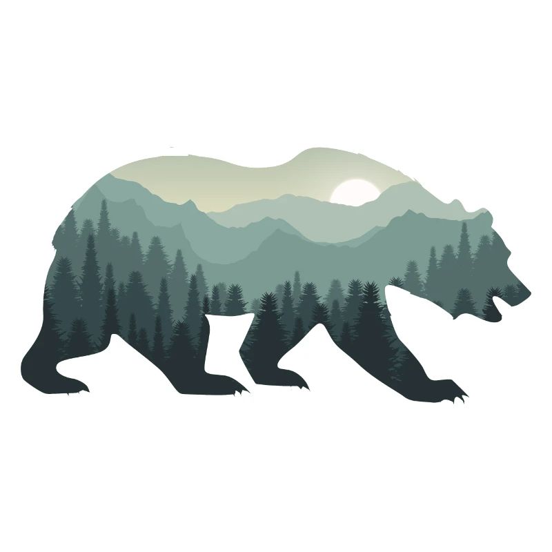 Bear Brown Bear Nature Wilderness Forest Double Exposure