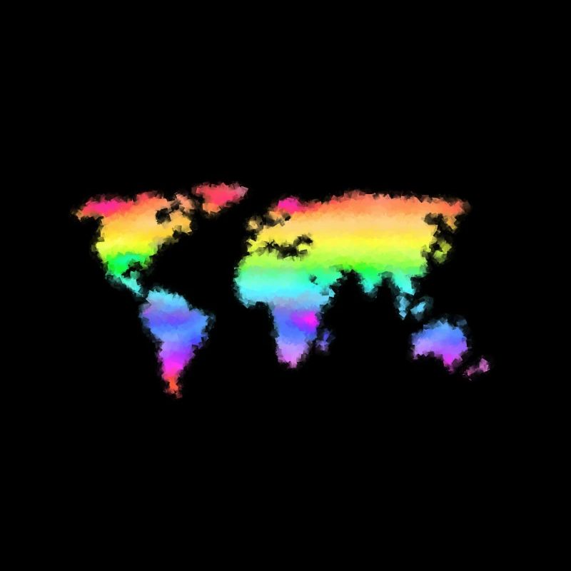 Rainbow world map - colorful, abstract world map