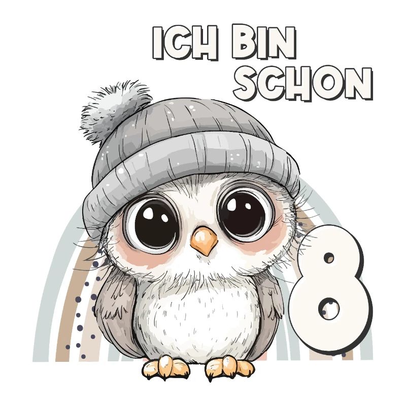 8. Geburtstag Eule Regenbogen Süß Niedlich