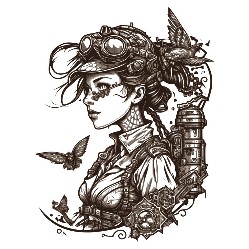 Beauté Steampunk avec toutes sortes de techniques rétro