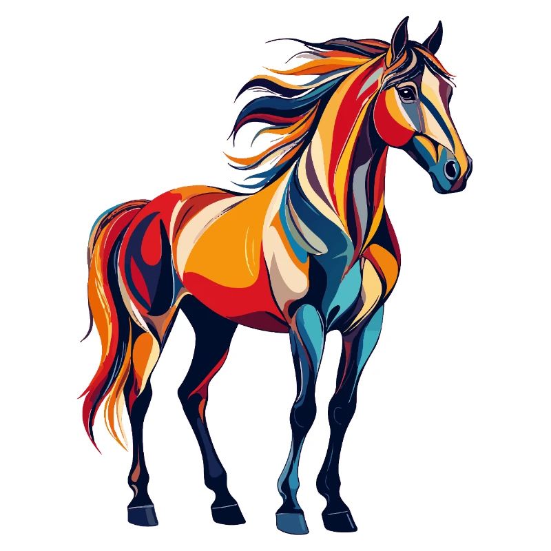 Explosion de couleurs Motif abstrait de cheval coloré