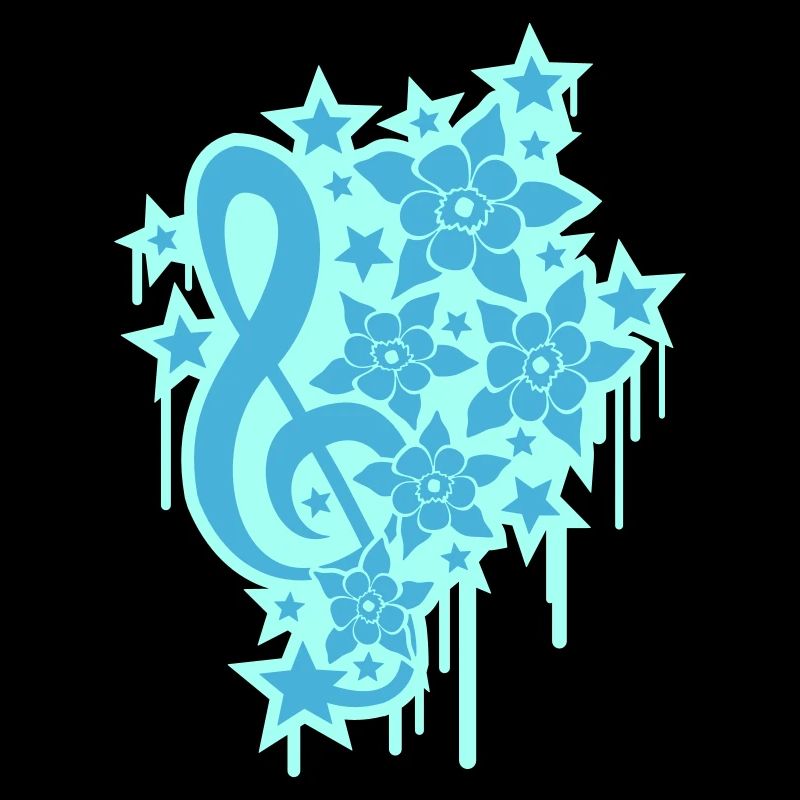 Music clef note graffiti drop flowers