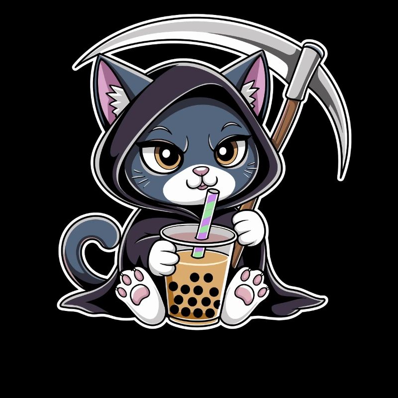 Sensenmann Katze Anime Katze Bubble Tea