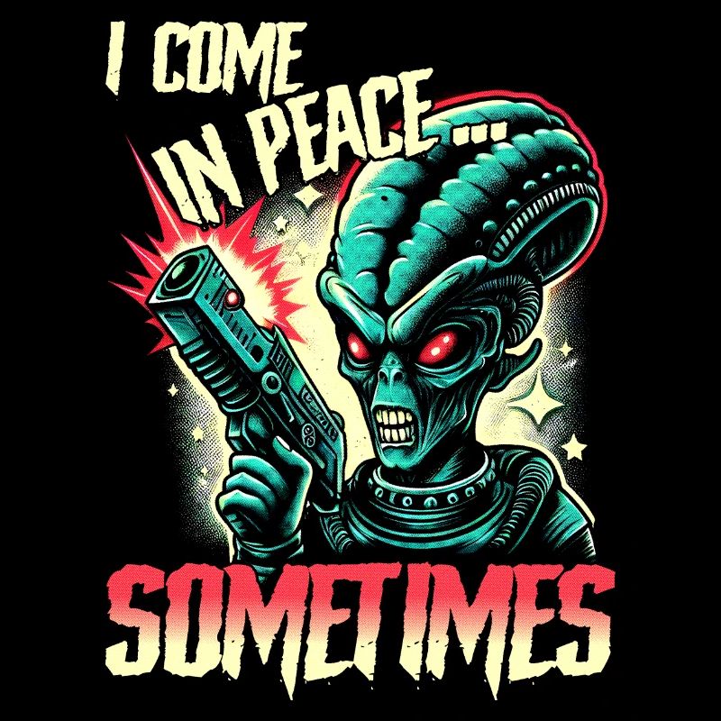 Ich komme in Frieden... Manchmal - Retro Alien Sci-Fi