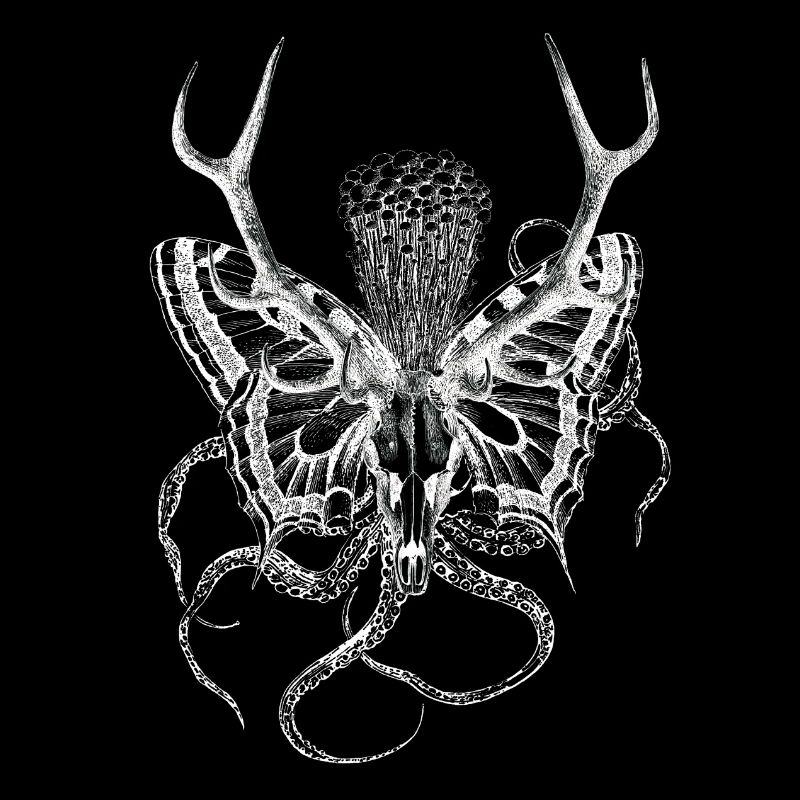 Surreal artwork, psychedelic deer skull