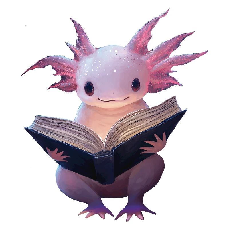 Axolotl liest Buch