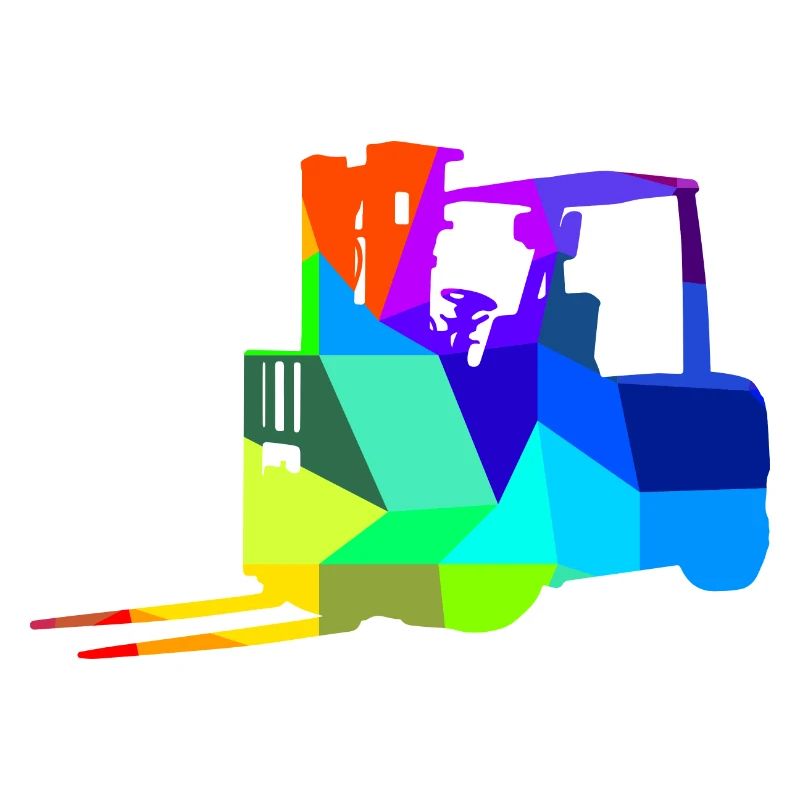 Forklift Rainbow Polygon Construction Vehicle