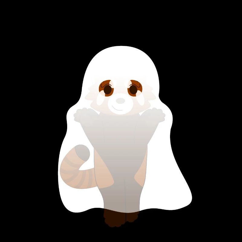 Red panda disguised as a ghost for Halloween