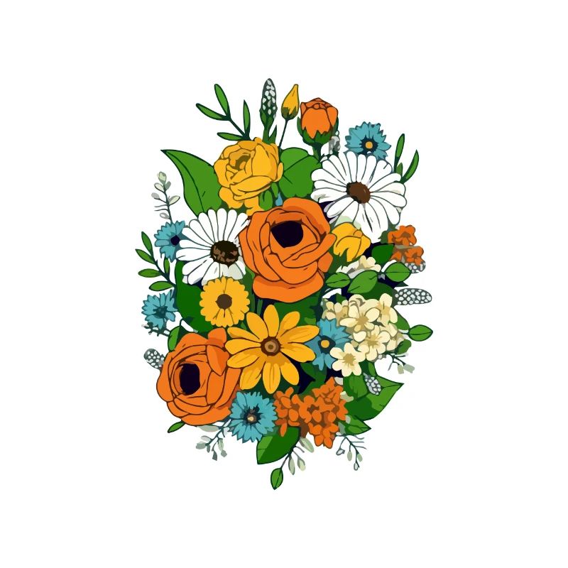 Composition florale type années 70