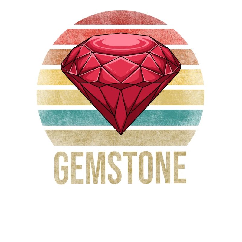 Ruby Gemstone Retro Sunset