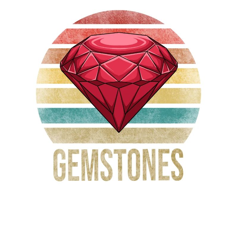 Ruby Gemstone Retro Sunset