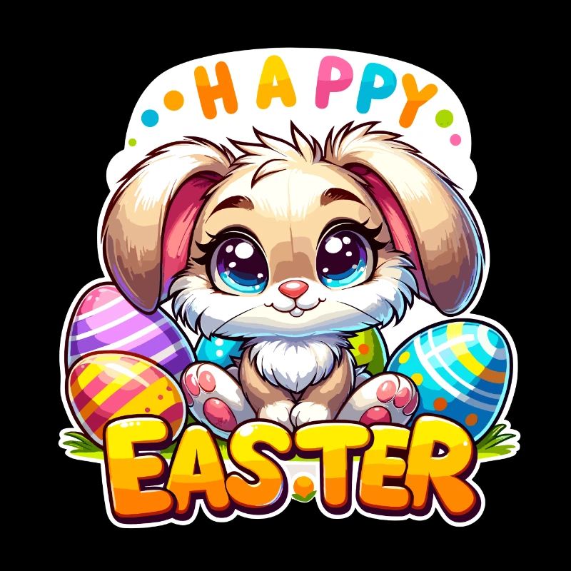 Joyeuses Pâques - Illustration de lapin de Pâques