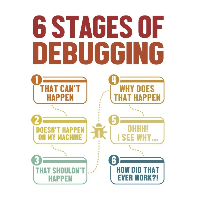 6 Stages of Debugging Softwareingenieur Coder