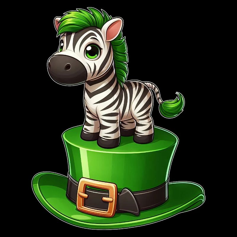 Mignon zèbre Saint-Patrick chapeau haut de forme trèfle