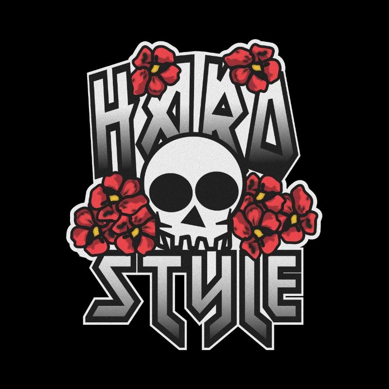 HARD STYLE in Blumen eingebetteter Schädel