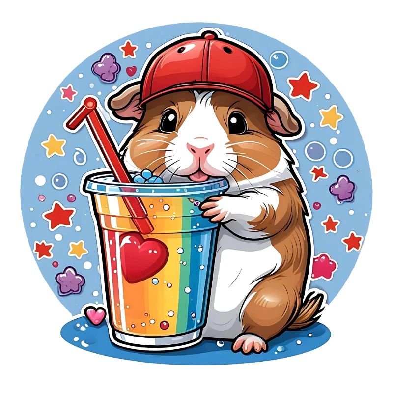 Cochon d’Inde mignon dégustant de la limonade