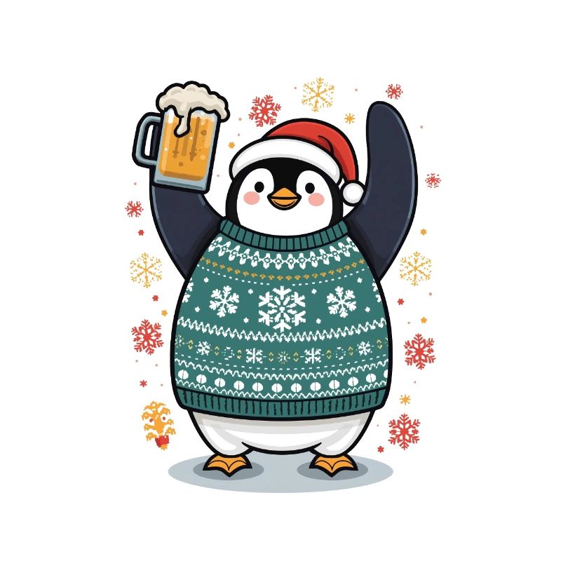 Festlicher Pinguin im Pullover